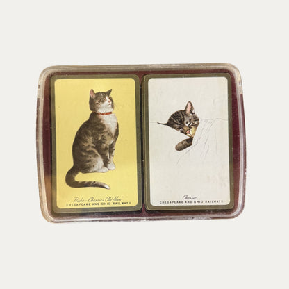 Vintage 1950's Chesapeake and Ohio Railway Playing Cards Chessie the Cat and her mate Peache