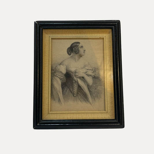 Antique Etching of a Victorian Lady