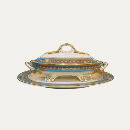 Antique 1790's Old Pairs Porcelain Lidded Tureen and Under Plate