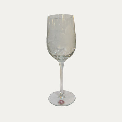 Vintage 1940's Etched Flower Wine Glasses Set of Four (4)