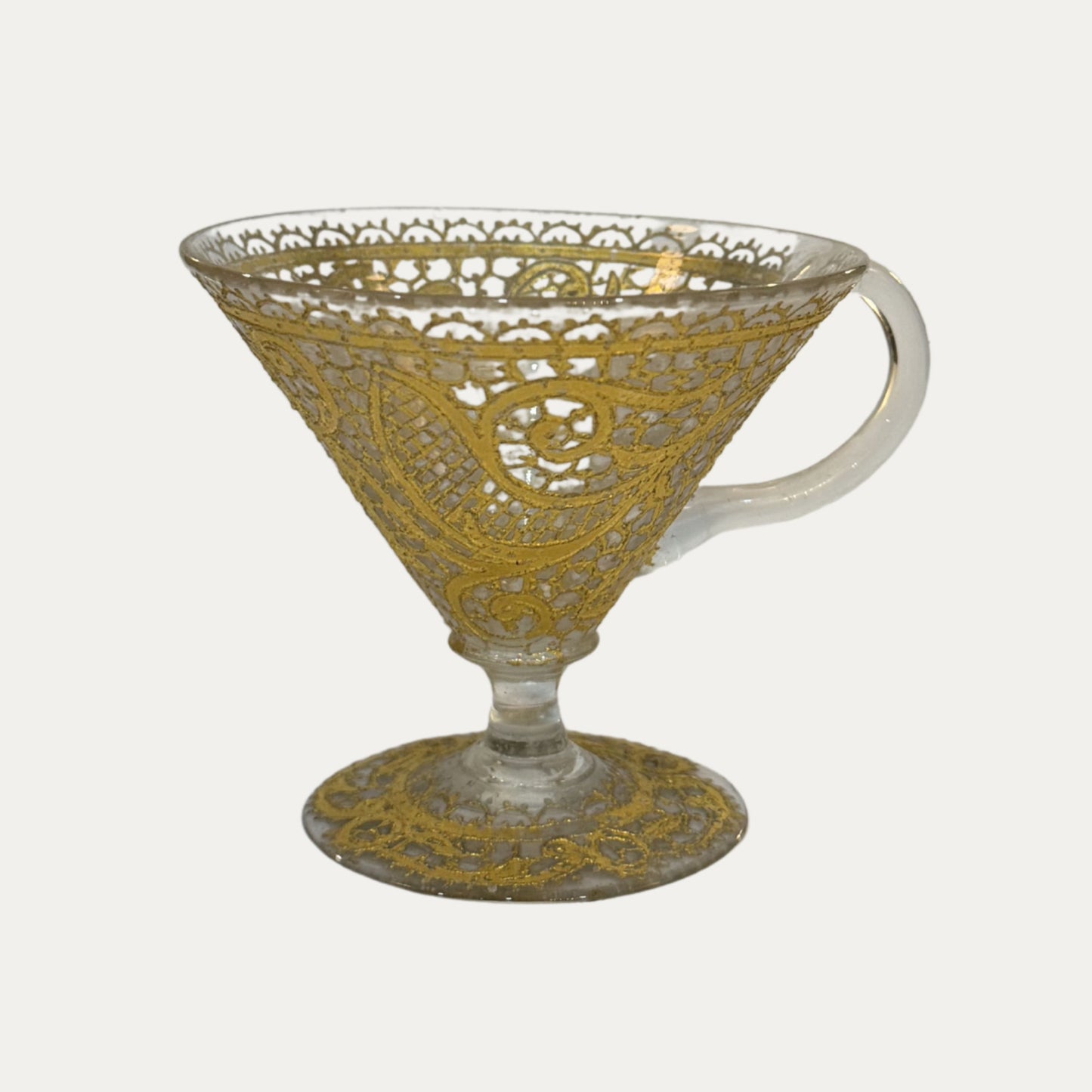 19th Century Hand Blown Glasses with Gold Decoration