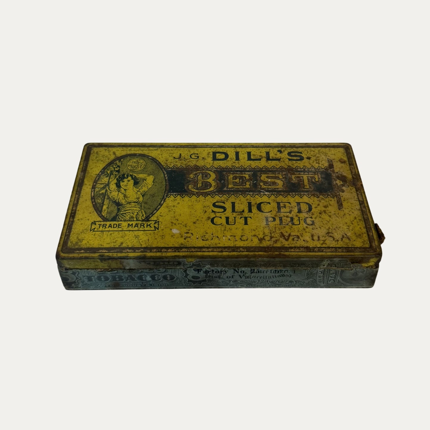 JG Dill's Best Slicer Cut Plug Tobacco Tin 1910