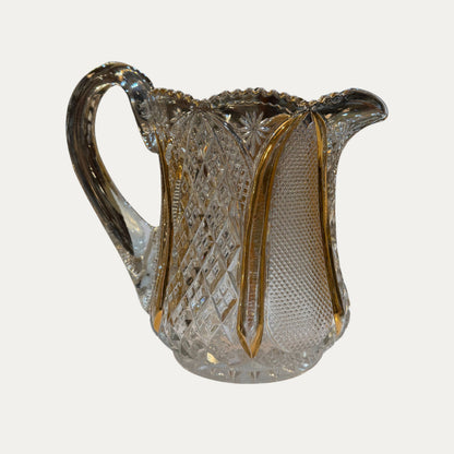 Early 20th Century Gilt Glass Juice/Ice Tea Set Pitcher and 4 Glasses