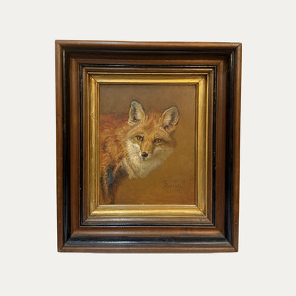 Fox Painting with Antique Frame by Artist Anthony Barham