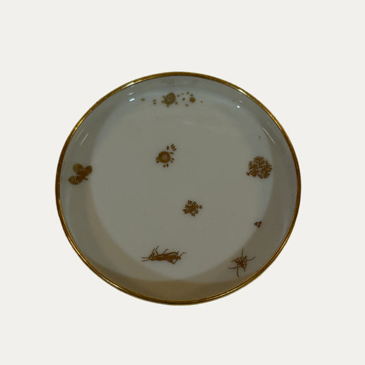 French Porcelain Gold Bug Trinket Dish