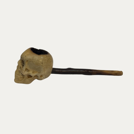 Antique 1900's Memento Mori Meerchaum Skull Pipe