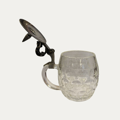 Antique German Pewter and Glass Stein
