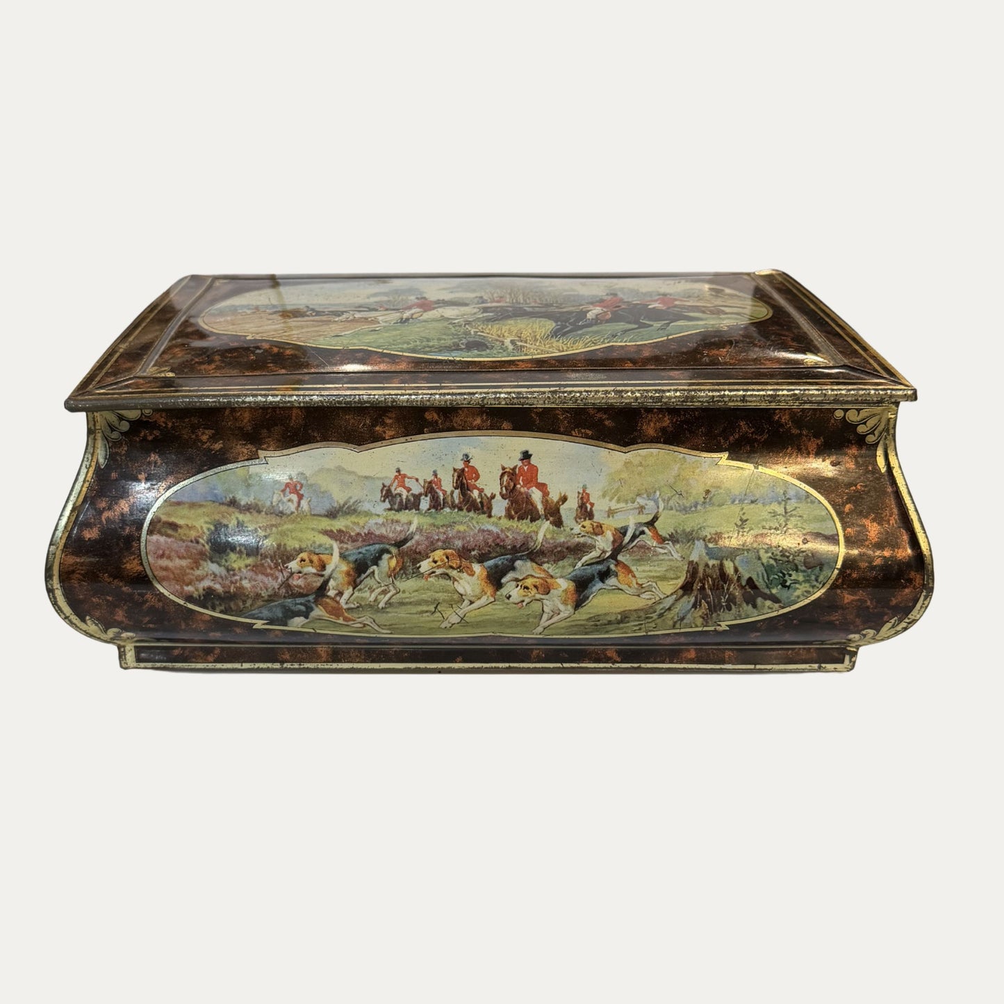 Antique Hunt Scene Biscuit/Cookie Tin