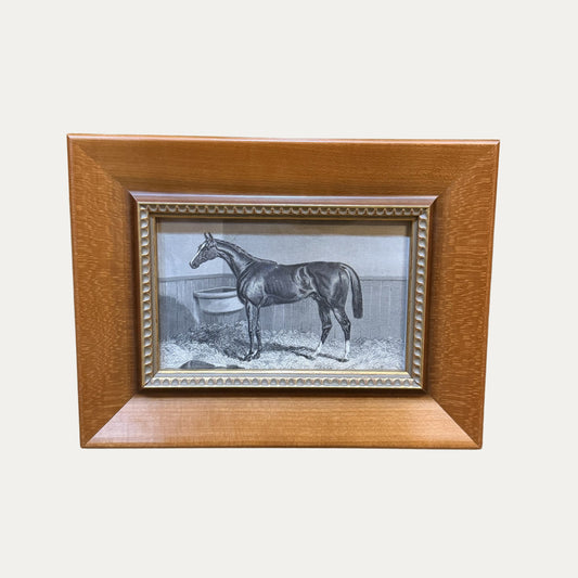 Antique 1869 Framed Horse Engravings in Spanish Molding