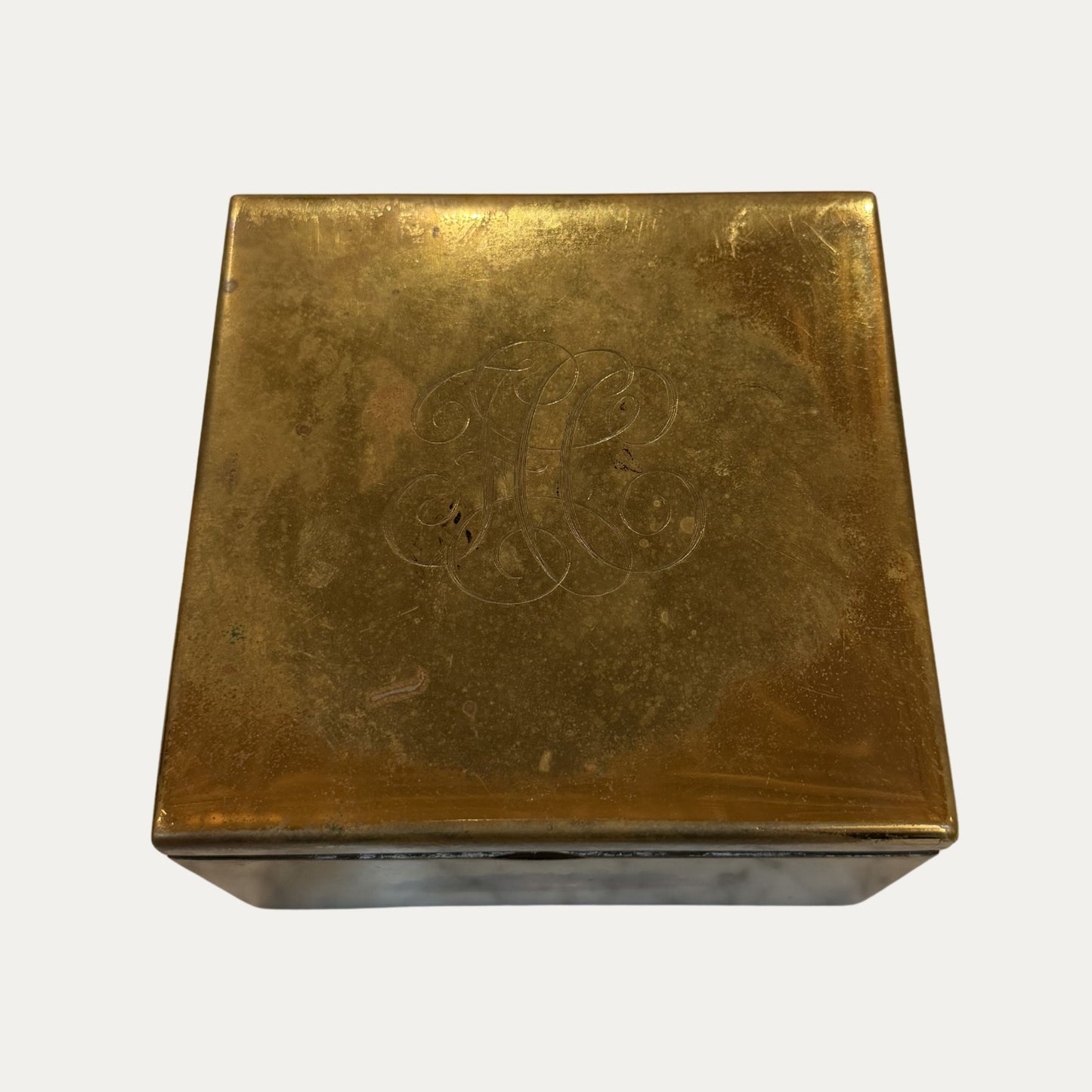 Antique Brass Wood Lined Box