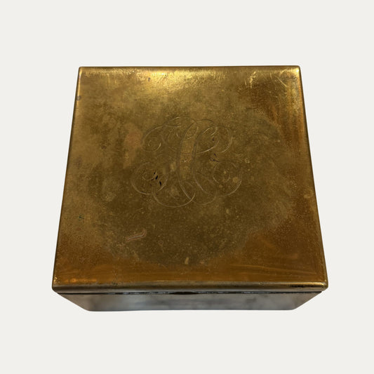Antique Brass Wood Lined Box
