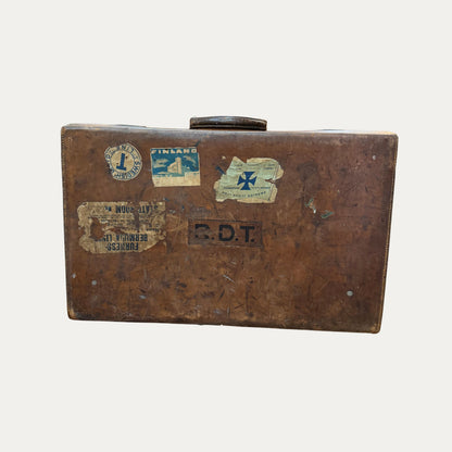 Antique Brown Leather Suitcase