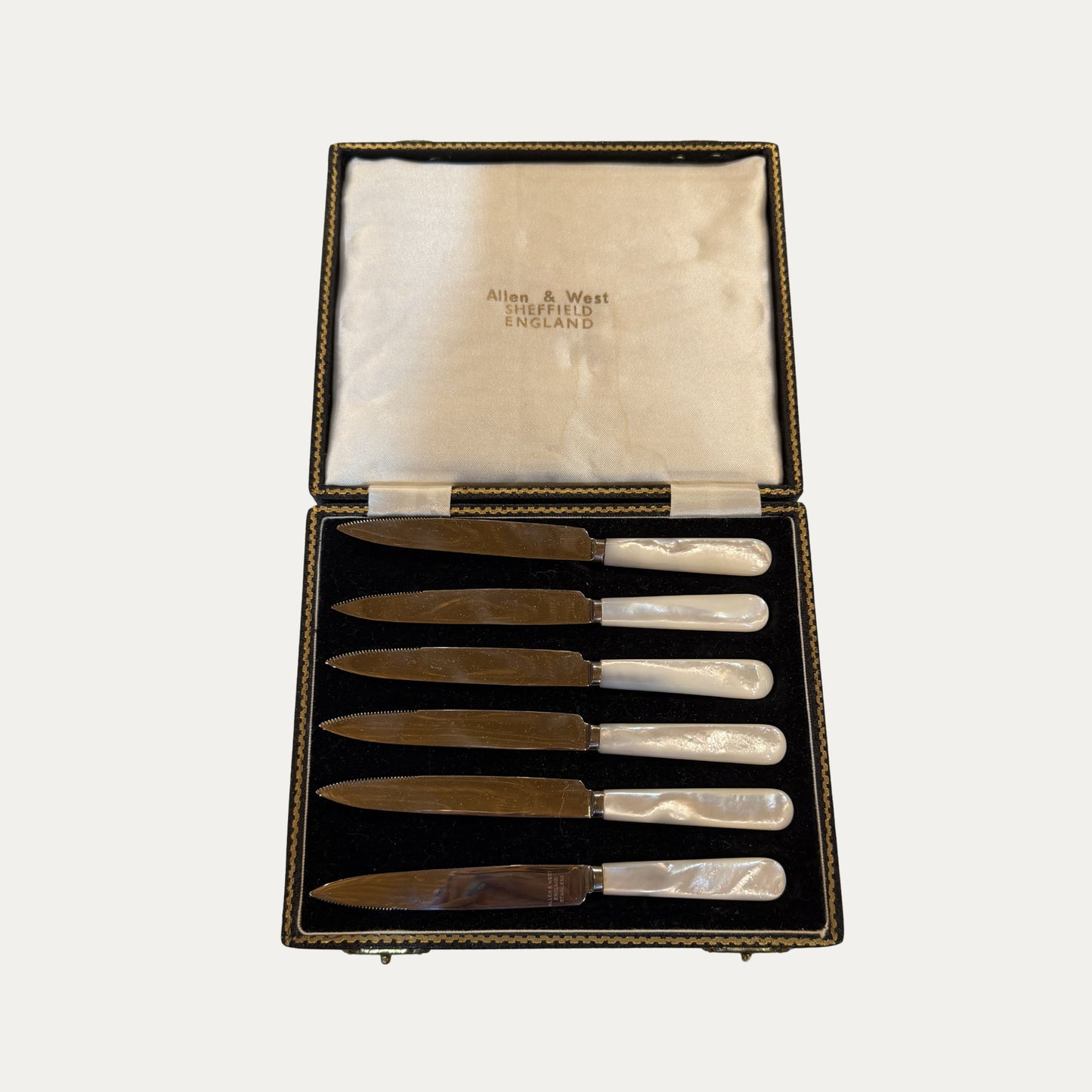Vintage Allen and West Sheffield England Silver and Mother of Pearl Fruit Knives