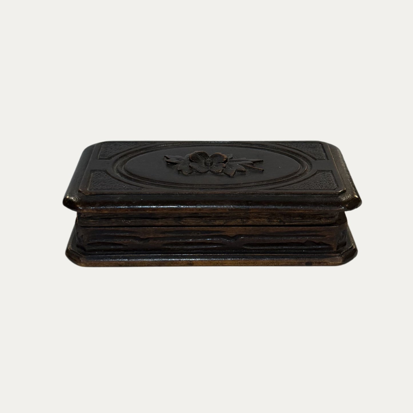 Antique Carved Flower Snuff Box