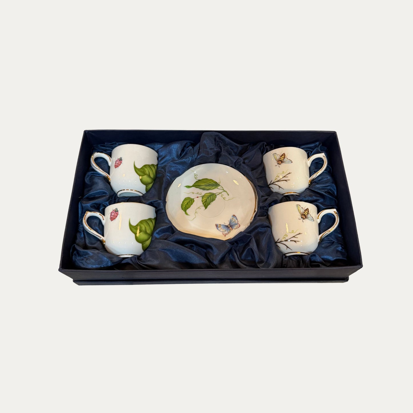 GODINGER Porcelain "Jardin Pattern" Set of Four (4) Demitasse/Espresso