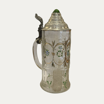 Antique German Pewter and Glass Stein