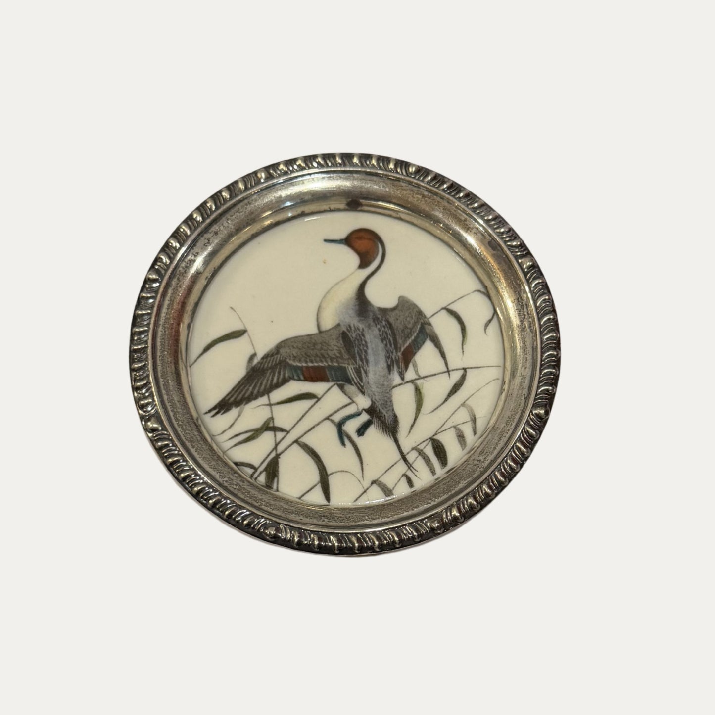 Antique Sterling Silver Frank M Whiting Wild Bird Coaster