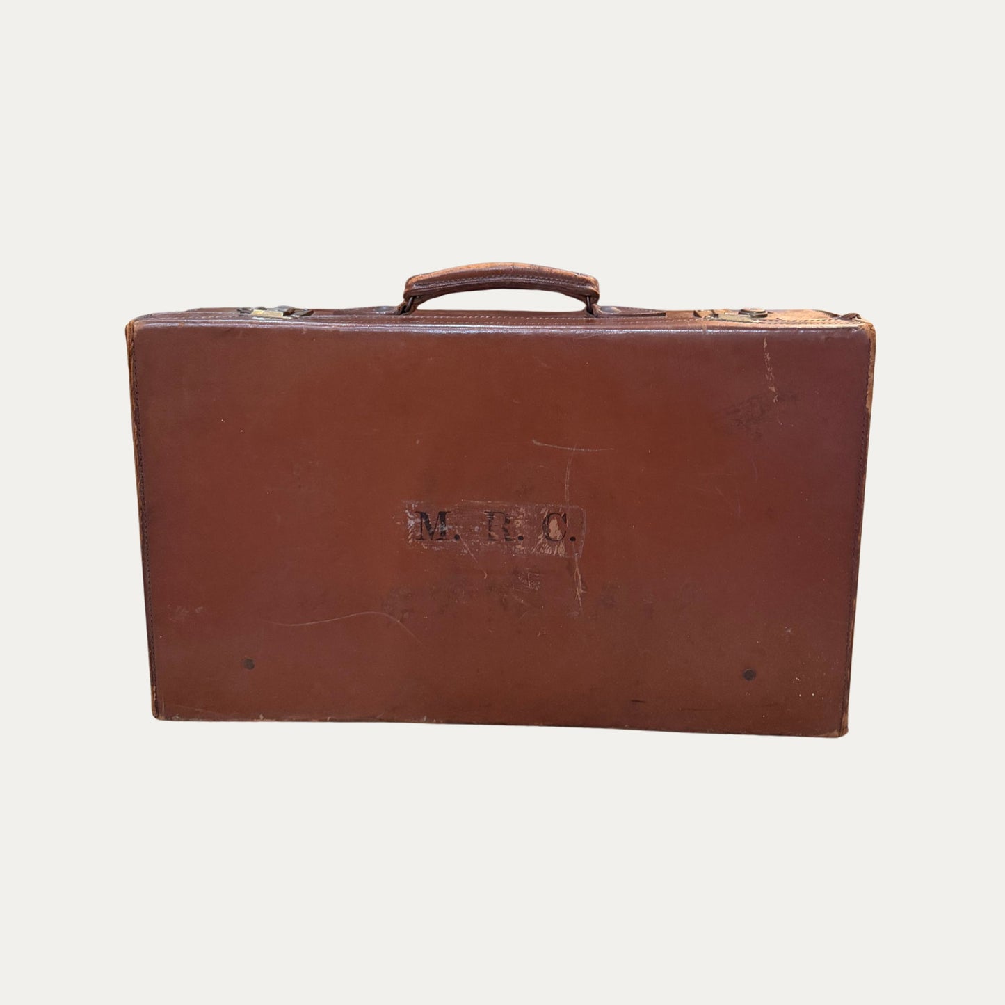 Antique Brown Leather Suitcase
