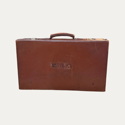 Antique Brown Leather Suitcase