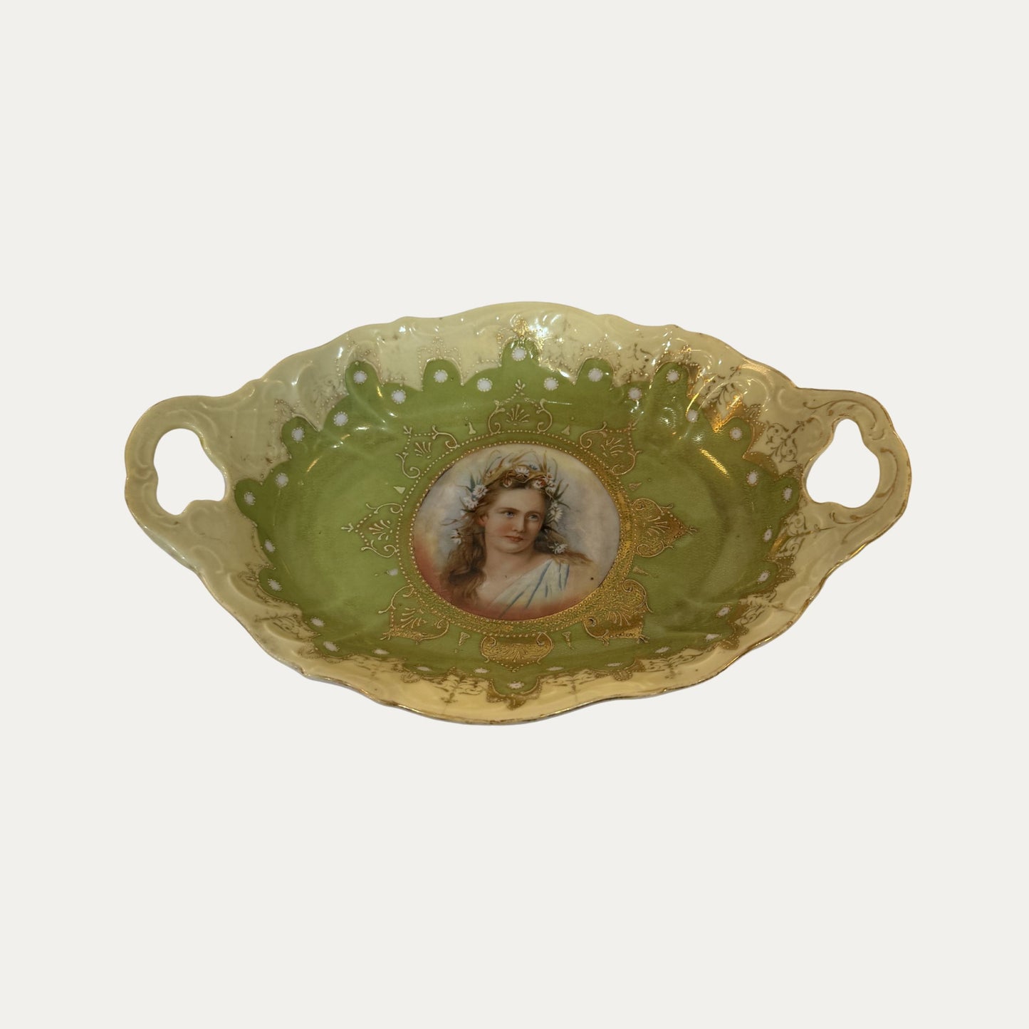 Antique Prussian Portrait Porcelain Bowl