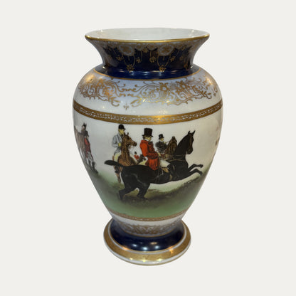 Vintage 20th Century Porcelain Limoges Hunt Scene Vase