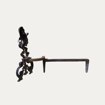 Antique Early Pair (2) Lion Andirons