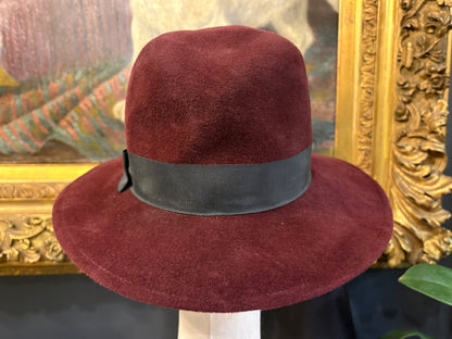 Vintage Maggie Vall Burgundy Felt Hat