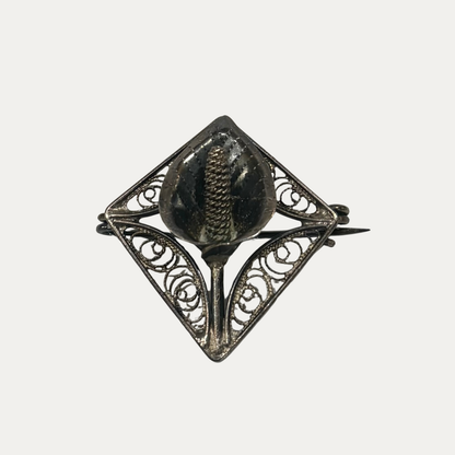 Vintage Lily Sterling Silver Filigree Brooch
