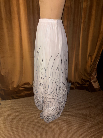 Vintage Cheta B Embroidered Tulle Maxi Skirt (Size 8)