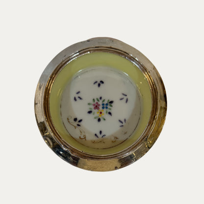 Vintage Porcelain and Sterling Hand Painted Coaster (yellow)