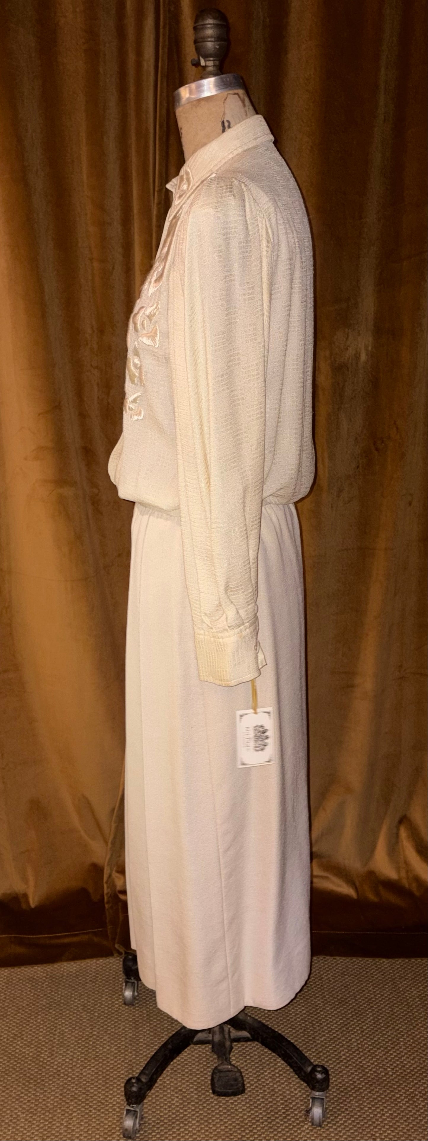 Vintage 1970s Galanos Silk Ensemble (Size XS)