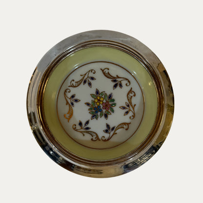 Vintage Porcelain and Sterling Hand Painted Coaster (yellow)