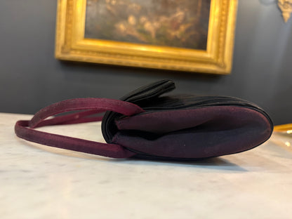 Vintage 1950s Black Silk Evening Bag