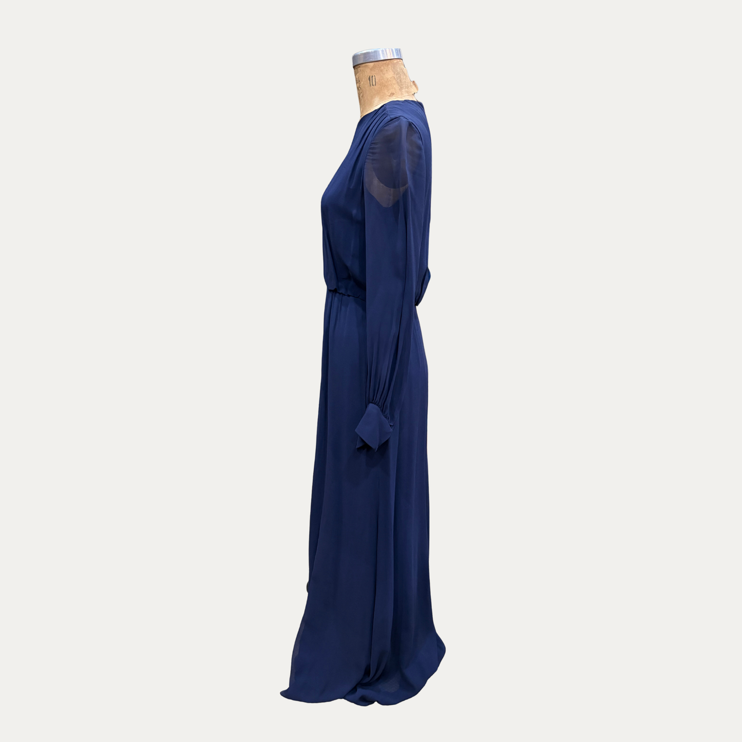 Vintage Blue Silk Chiffon Evening Dress (Size XXS)