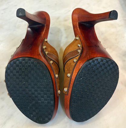 Brown Suede Gucci Bit Clogs (Size 9)