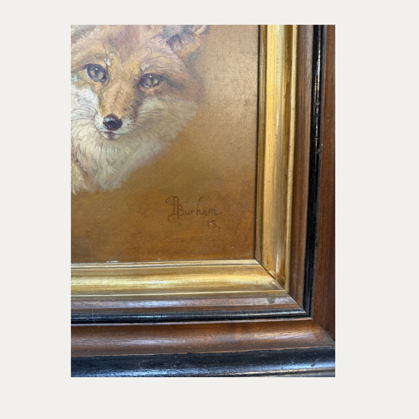 Fox Painting with Antique Frame by Artist Anthony Barham