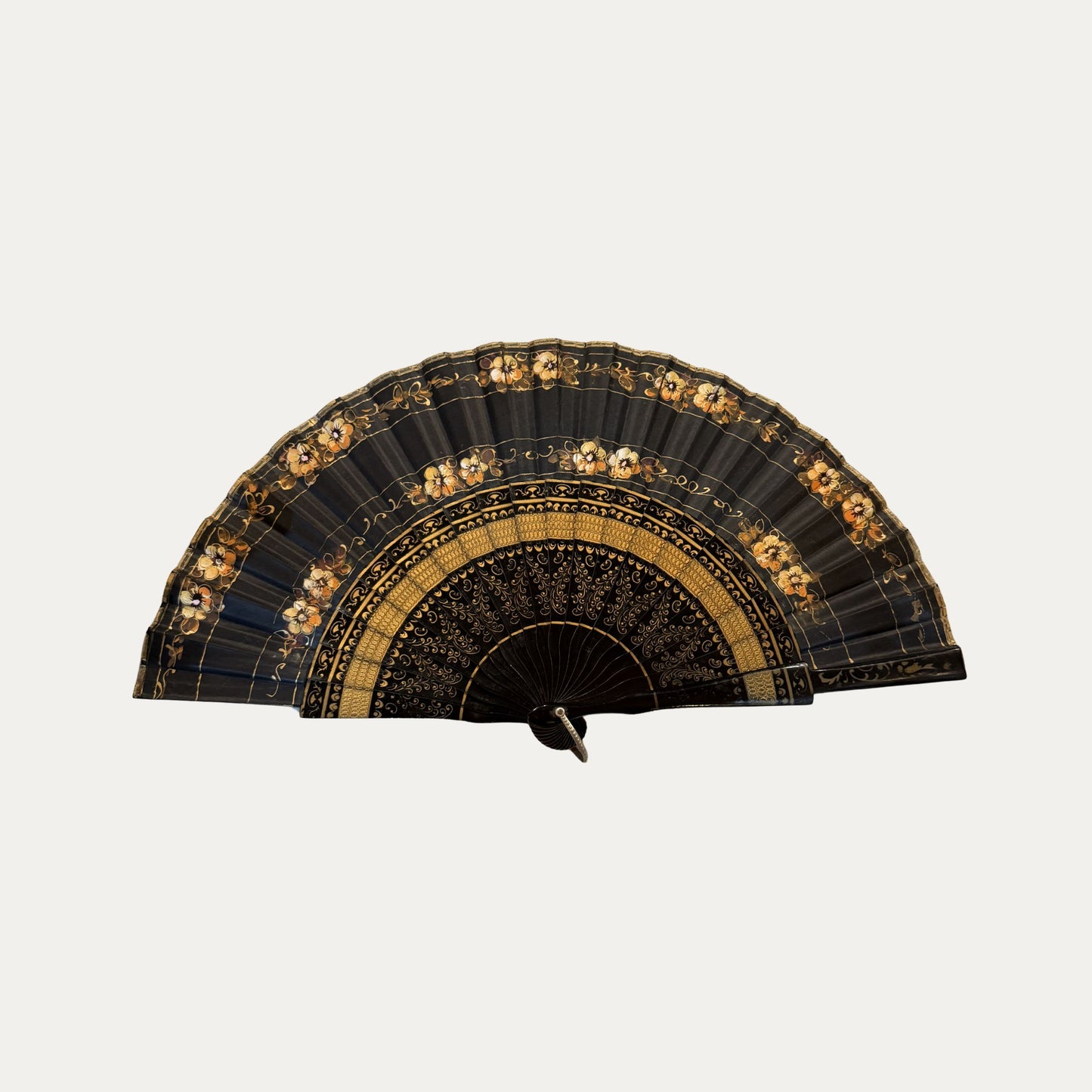 Antique 1920s Chinoiserie Laquer Fan
