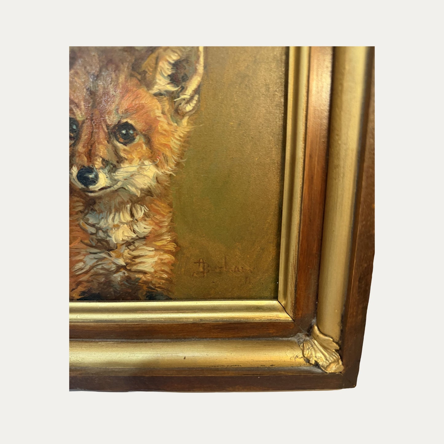 Darling Fox Painting with Custom Frame by Artist Anthony Barham