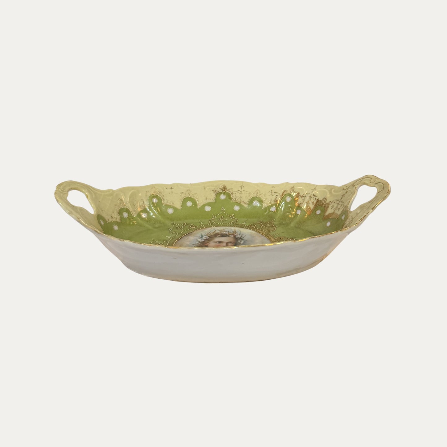 Antique Prussian Portrait Porcelain Bowl
