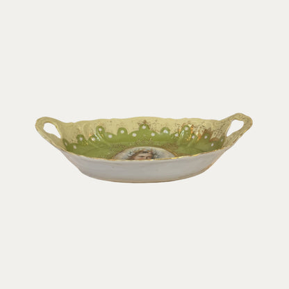 Antique Prussian Portrait Porcelain Bowl