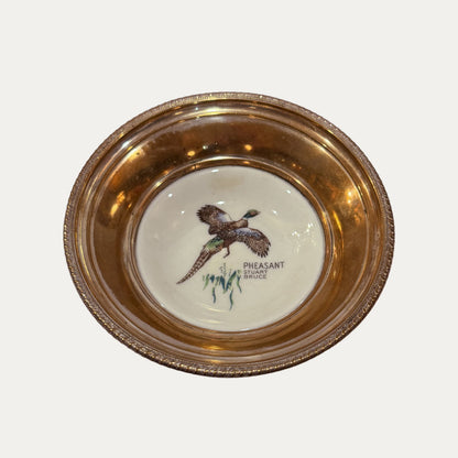 Vintage Pheasant Silver/Porcelain Bowl
