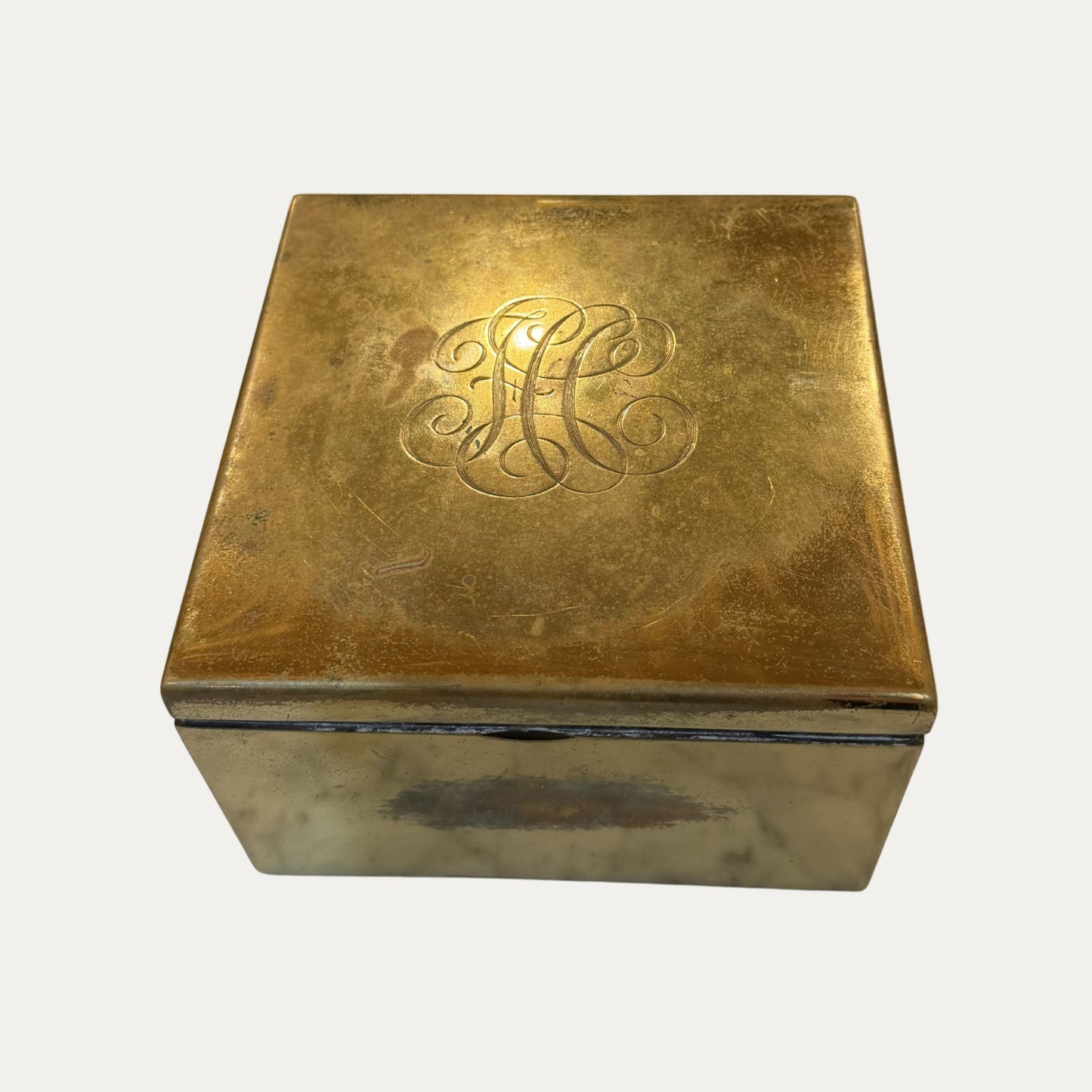 Antique Brass Wood Lined Box