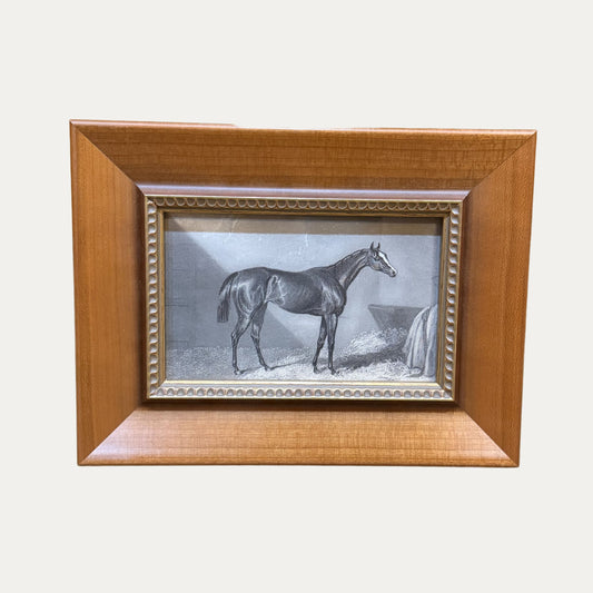 Antique 1869 Framed Horse Engravings in Spanish Molding