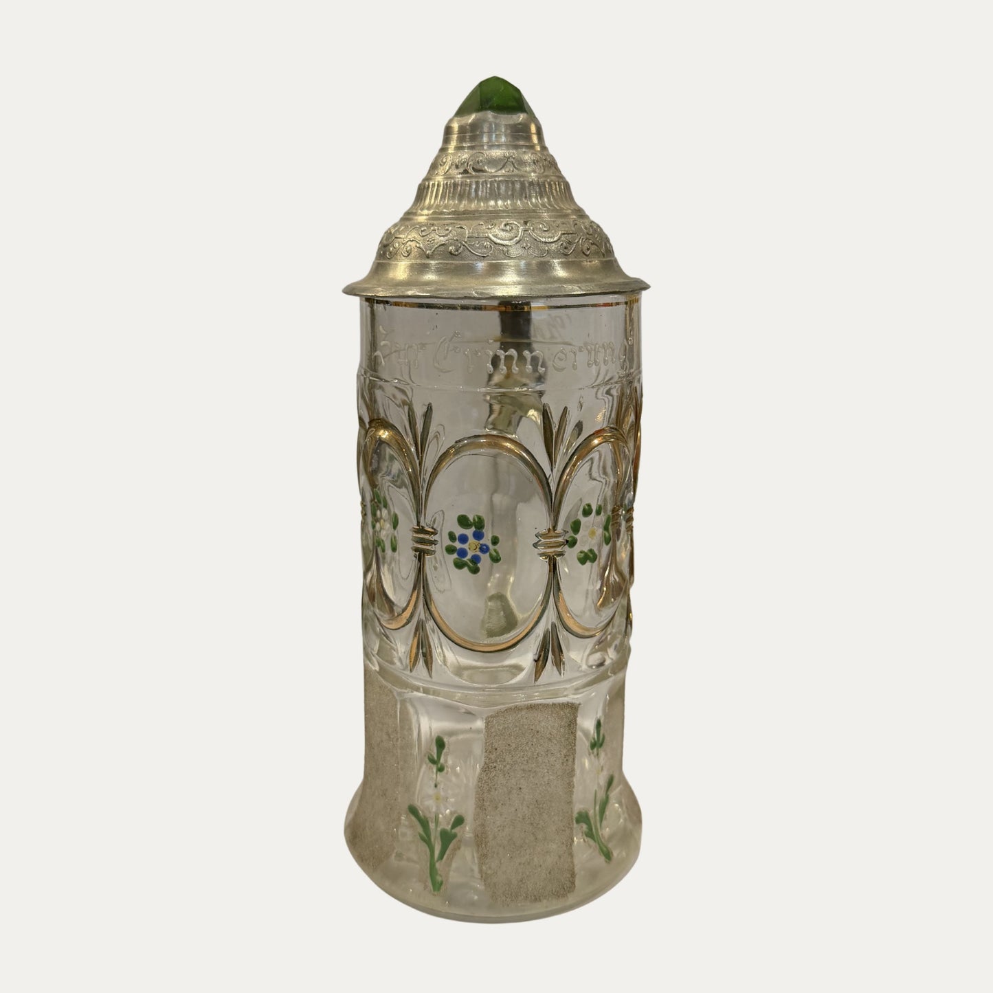 Antique German Pewter and Glass Stein