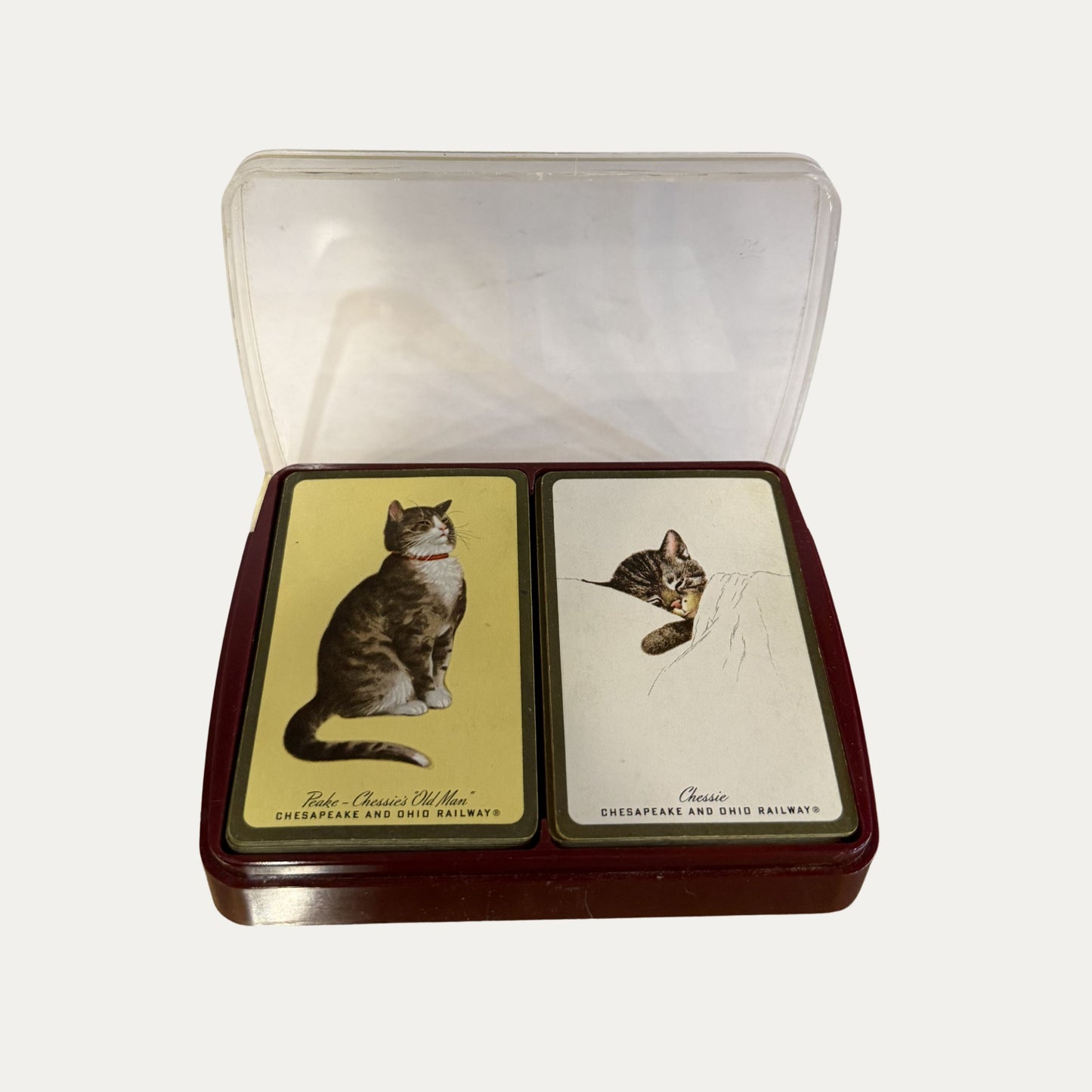 Vintage 1950's Chesapeake and Ohio Railway Playing Cards Chessie the Cat and her mate Peache