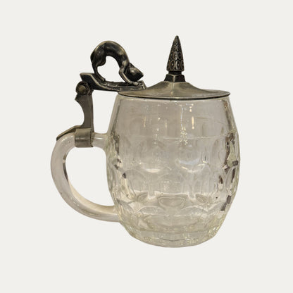 Antique German Pewter and Glass Stein