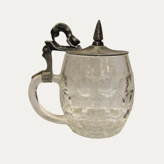 Antique German Pewter and Glass Stein