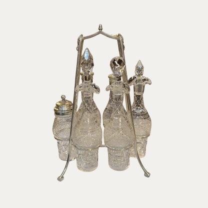 Victorian Silver and Crystal Cruet Set