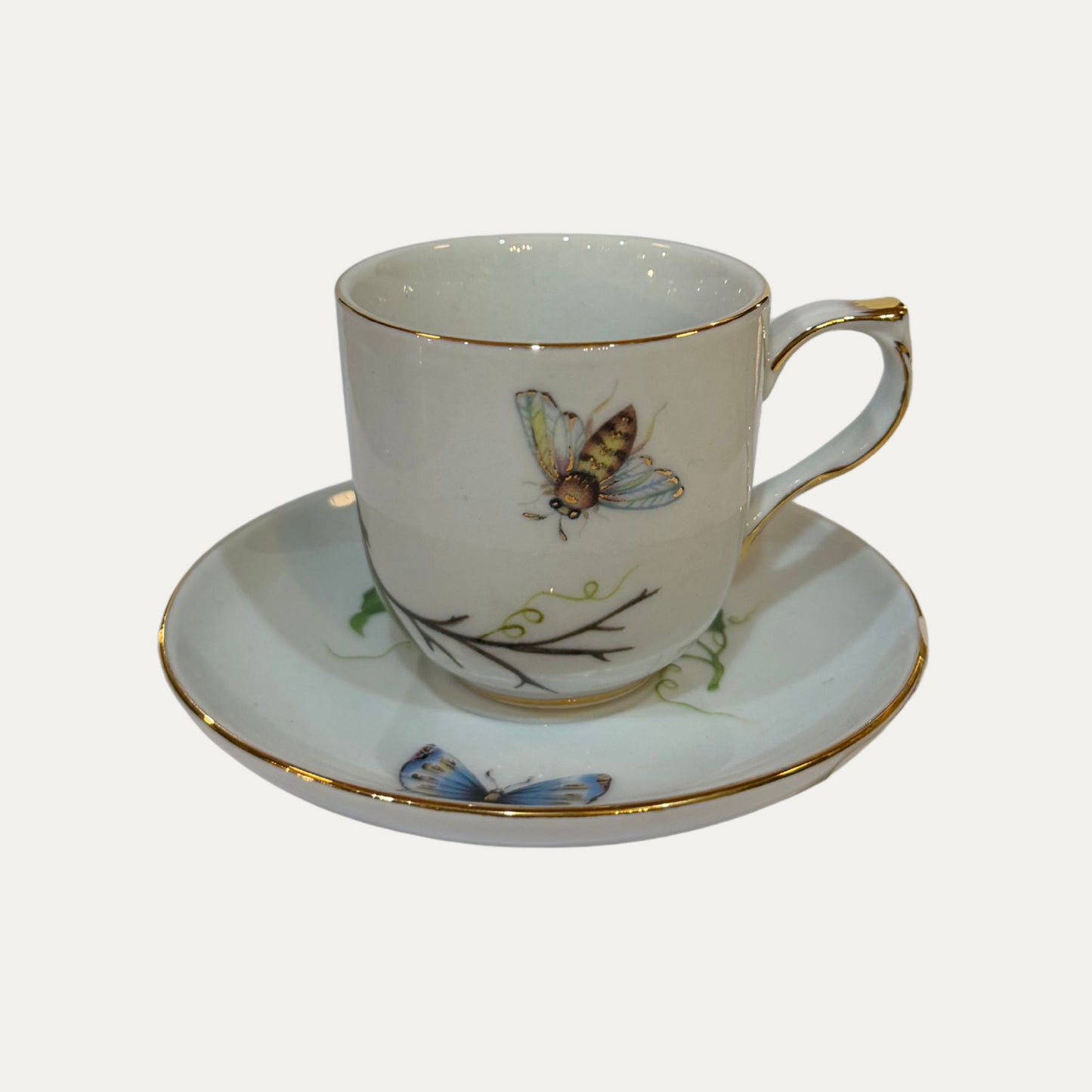 GODINGER Porcelain "Jardin Pattern" Set of Four (4) Demitasse/Espresso