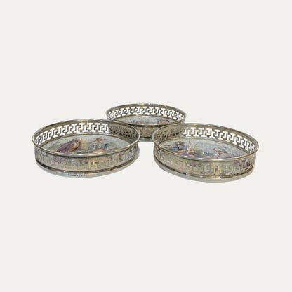 Colonial Couple Royal Family Sterling & Porcelain Set of Three (3)